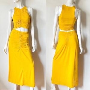 House of Harlow yellow 2 piece skirt set